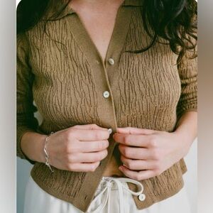OZMA Brown Textured Cardigan